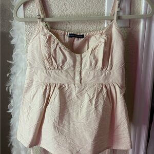 Brandy Melville Cream and Pink Tank Top